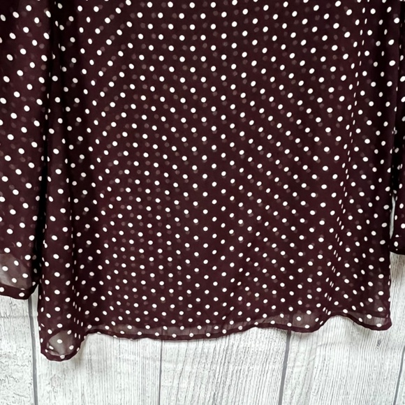 Ann Taylor Sheer Polka Dot Top in Dark Maroon Size XS - Picture 7 of 12
